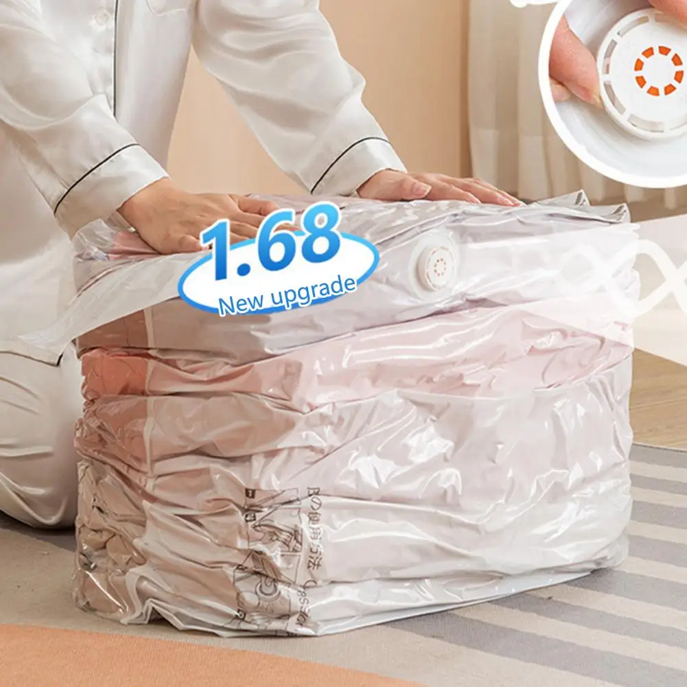 Air Vacuum Bag Travel Space Saving Roll-Up Compression No Need for Pump Reusable Vacuum Clothes Travel Storage Bag Home Supplies