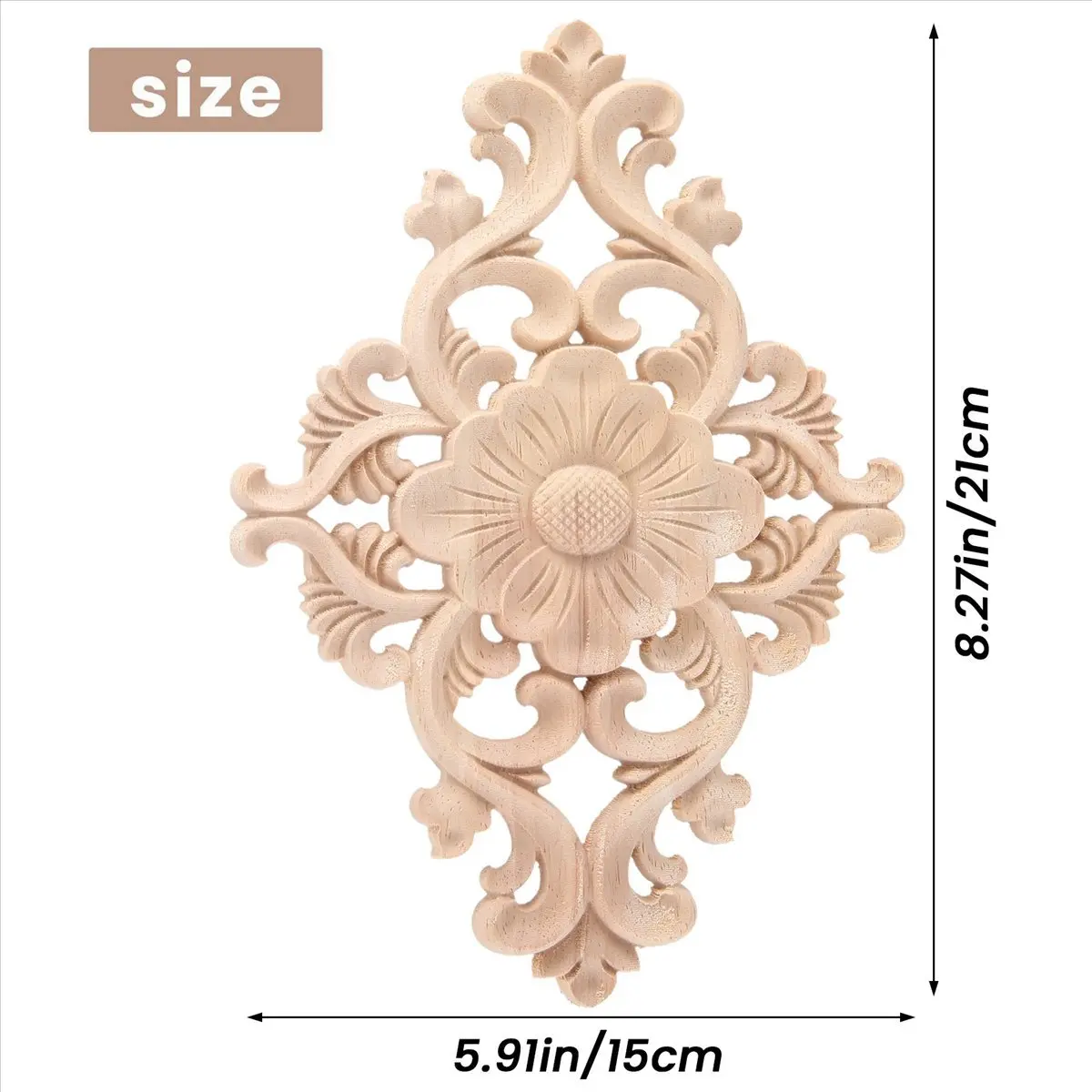 L! DT82^21*15cm Wood Carved Unpainted Onlay Applique Furniture Home Decor, 2pcs