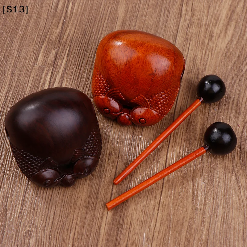 

Solid Wood Tone Fish Percussion Instrument - Ideal For Decor, Home & Temple Ornament Wooden Fish Musical Ornaments[Q]Q@