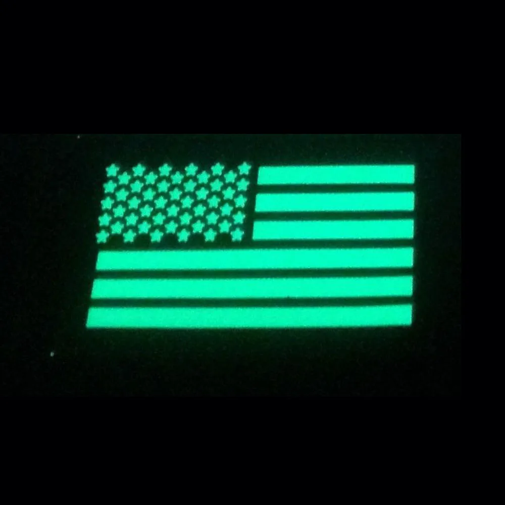 Reflective IR LEFT IR US American FL Tactical Hook&Loop Patch Glow in Dark