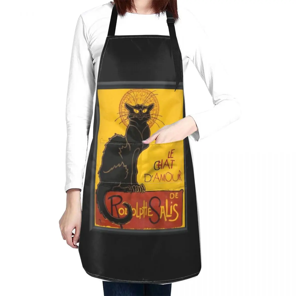 Le Chat D Amour Black Cat Framed Vector Apron waterproof for women women's kitchens For Kitchen Women Apron