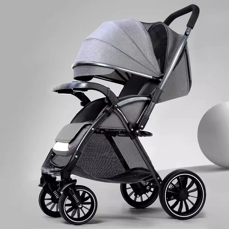 

Bidirectional High Landscape Baby Stroller Can Sit or Lie Down Lightweight Folding Handcart Four-wheel Shock-absorbing