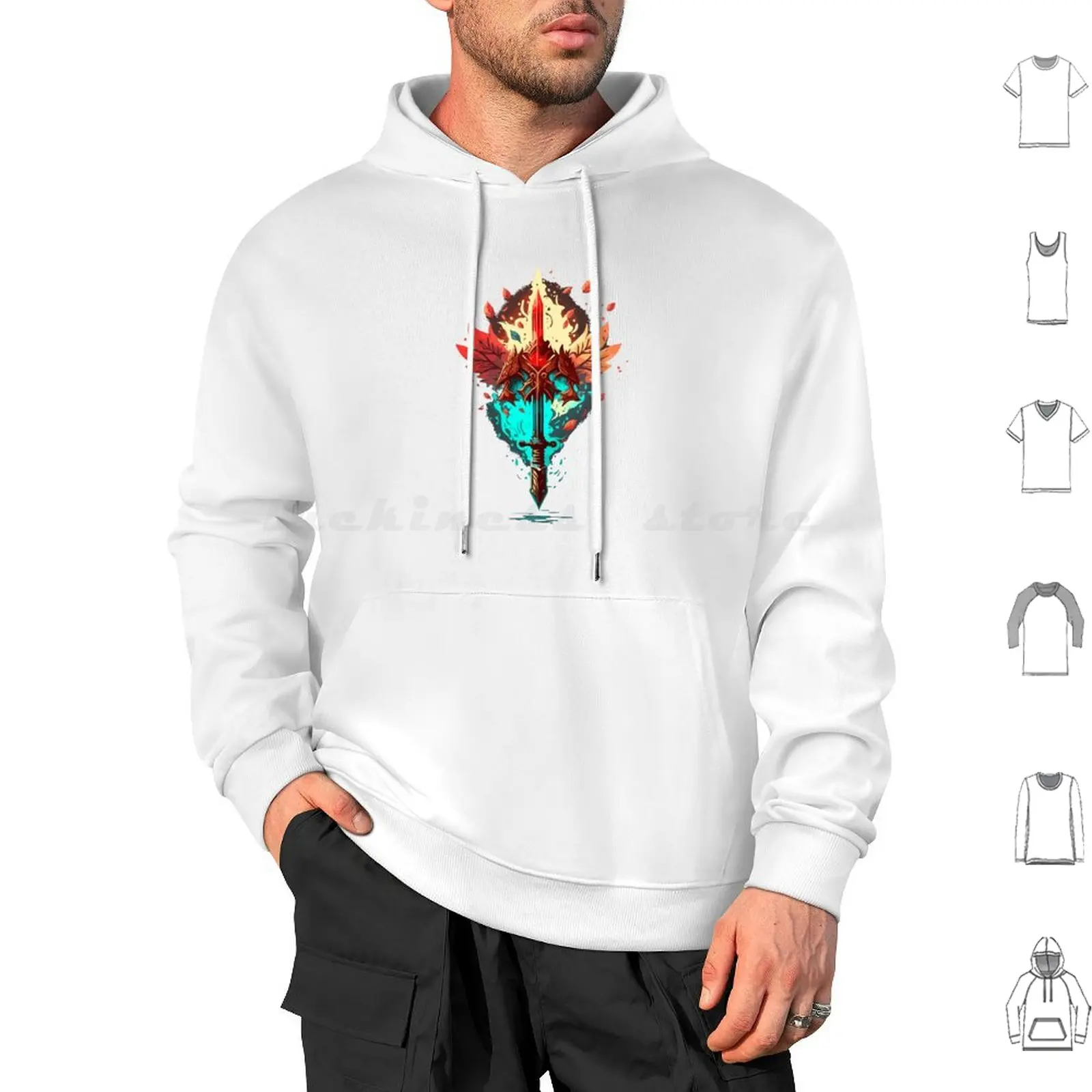 Fire Sword 4, arte del juego, Rpg, arte del color pastel sudaderas con capucha de manga larga colores pastel espada Rpg juego arte Pixel Art