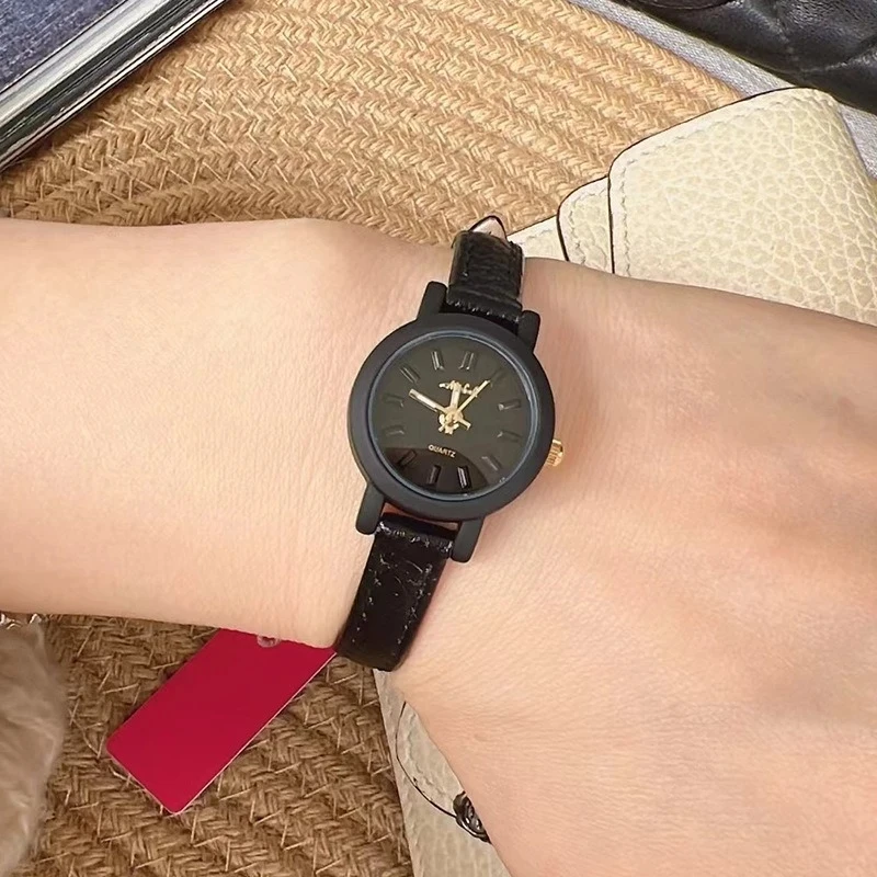 새로운 인기 여성 시계 캔디 컬러 정품 가죽 벨트 소녀 귀여운 숙녀 시계 학생 시계 작은 라운드