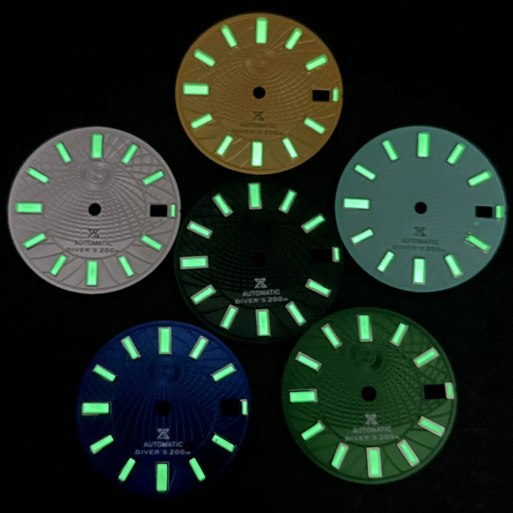 High Quality 28.5mm Watch Dial Single Calendar Green Luminous Fit NH35 NH36 Watch Movement Accessories Replacement Part