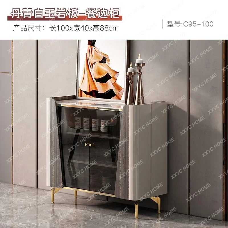 Q ضوء خزانة جانبية فاخرة غرفة المعيشة خزانة النبيذ المتكاملة جدار خزانة الشاي خزانة المطبخ