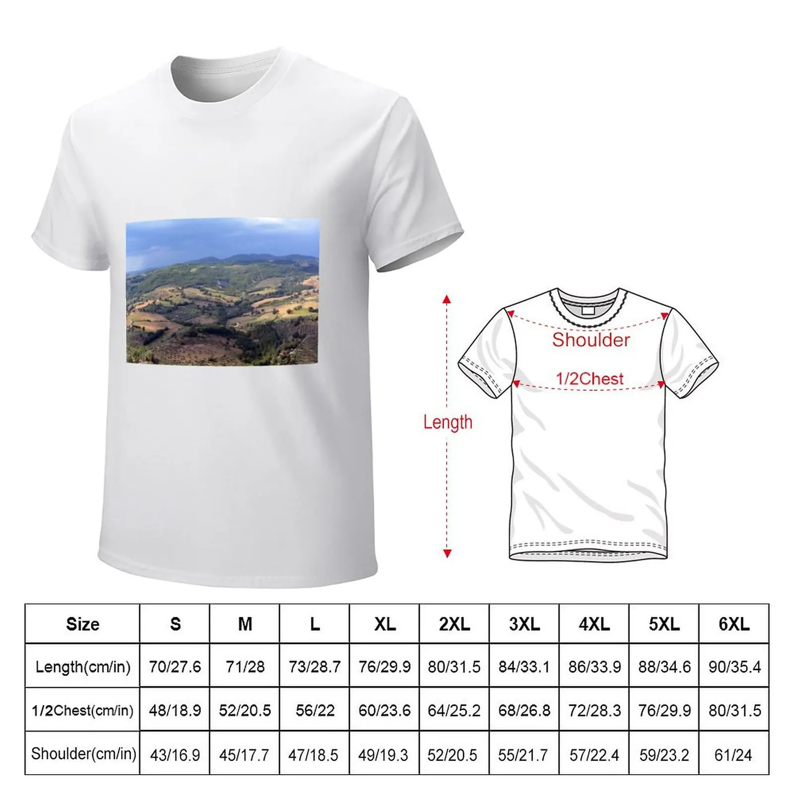 Landscape with the hills and cloudy sky of Assisi T-shirt aesthetic clothes vintage Blouse designer t shirt men