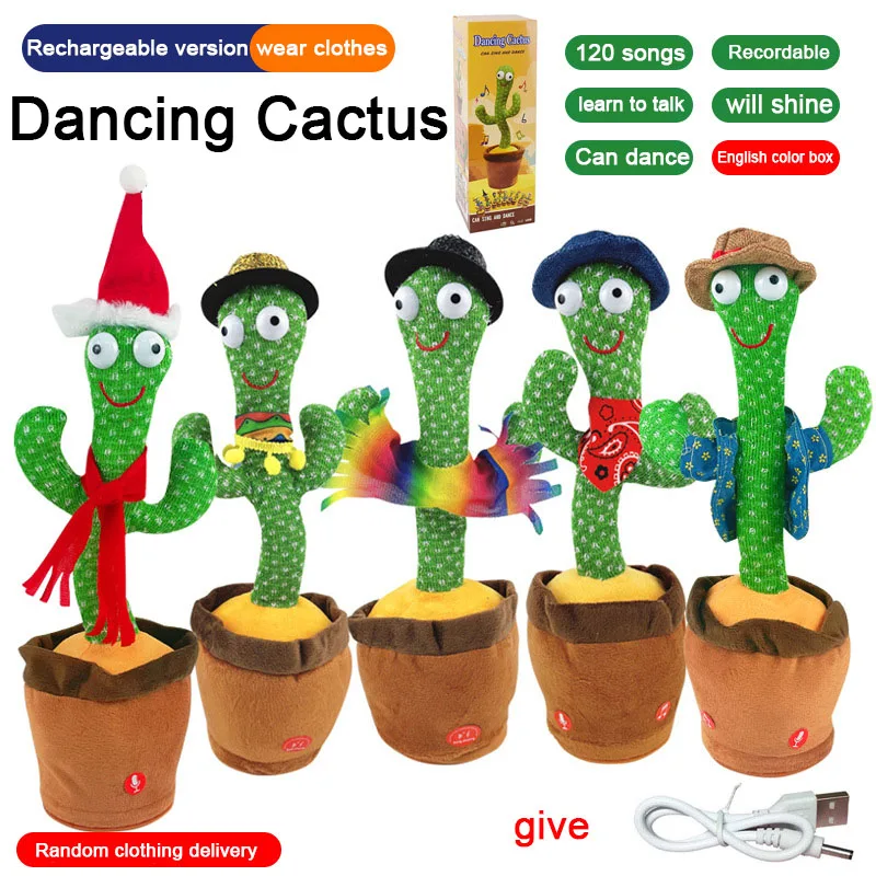 Dancing Talking Cactus Toys Singing Mimicking Recording Repeating What You  Say Glow Stuffed Toy For Baby Boys Girl With clothing - AliExpress 26