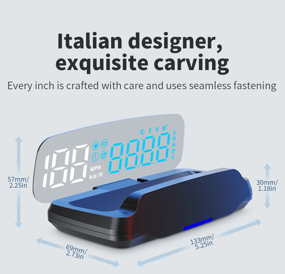 رئيس يصل عرض HUD سيارة obd2 GPS عداد السرعة الرقمي الإسقاط عاكس الوقت البوصلة الارتفاع السرعة الزائدة تنبيه التعب تنبيه