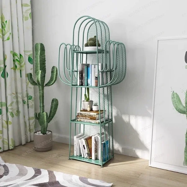 

Design Creative Cactus Book Shelf Floor To Ceiling Bookshelf in Living Room Shaped Iron Art Storage Rack Bookcases M