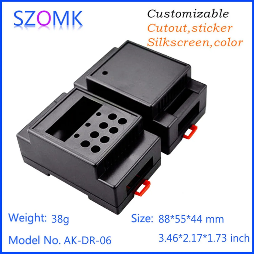 Plastic housing for PCB szomk plastic enclosure (1Pcs) 88*55*44mm diy outlet enclosure din rail box electronics project box