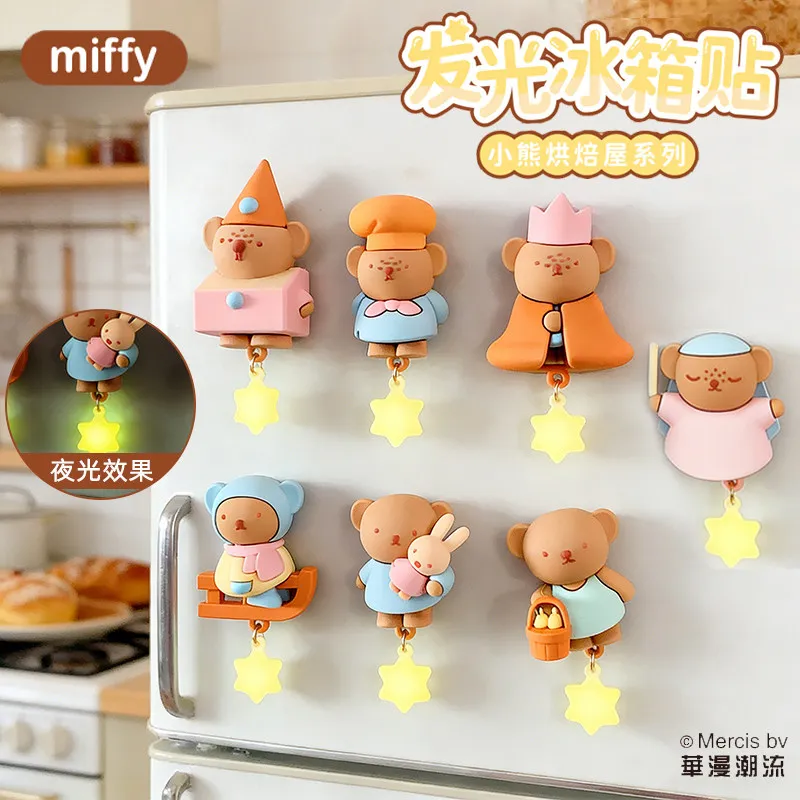 

Anime Miffy Rabbit Action Figure Blind Box Toys Little Bear Baking House Shine Refrigerator Magnet Collection Ornaments Gifts
