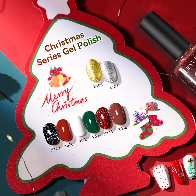 LILYCUTE 7 مللي طلاء أظافر جل أحمر أخضر سلسلة عيد الميلاد جميعًا للتقليم شبه الدائم نقع قبالة الأشعة فوق البنفسجية LED لتقوم بها بنفسك السنة الجديدة مسمار الفن #5