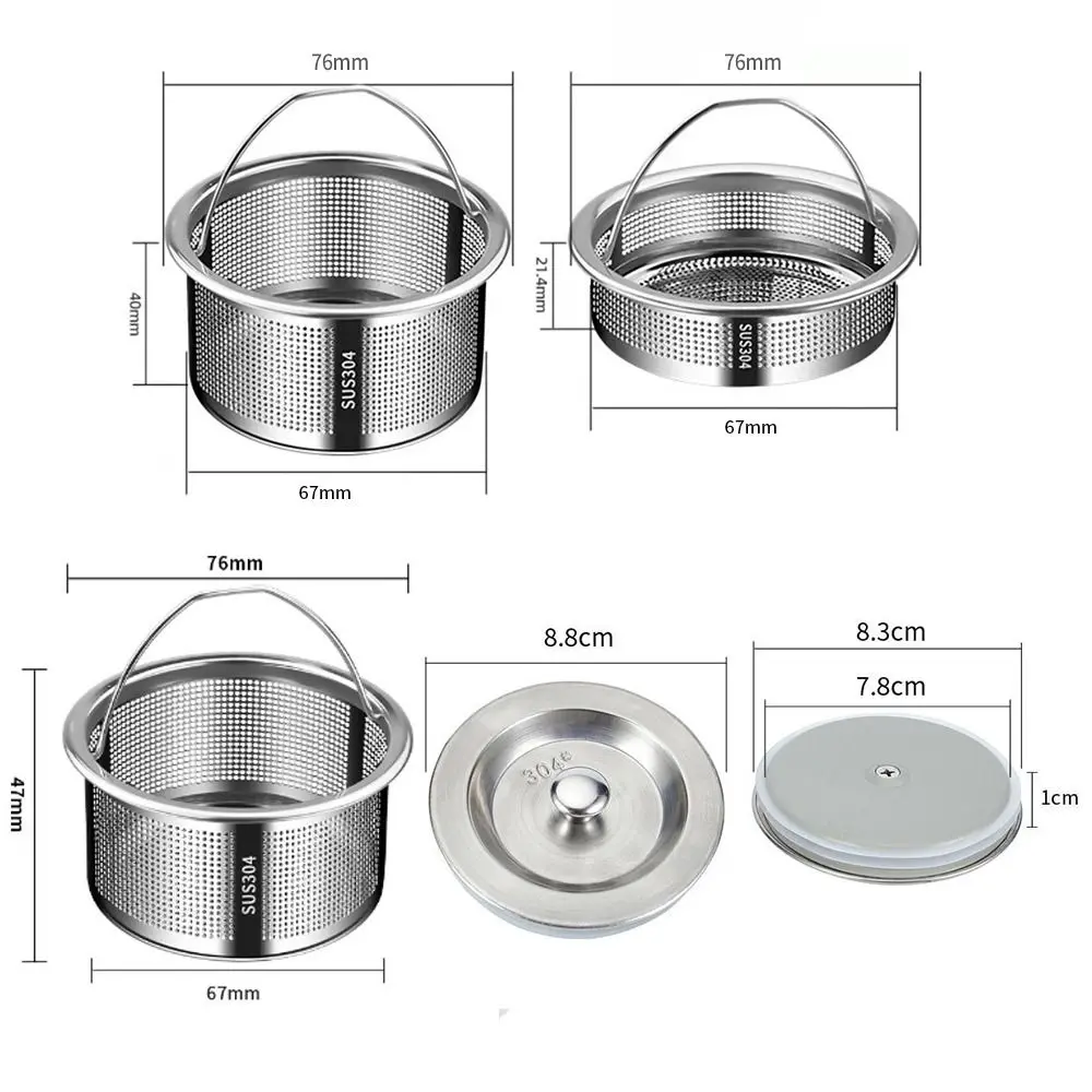Colador de fregadero de acero inoxidable, protección contra la obstrucción, agujero de drenaje, filtro de malla, cubierta de drenaje, agujero de drenaje, receptor de alimentos