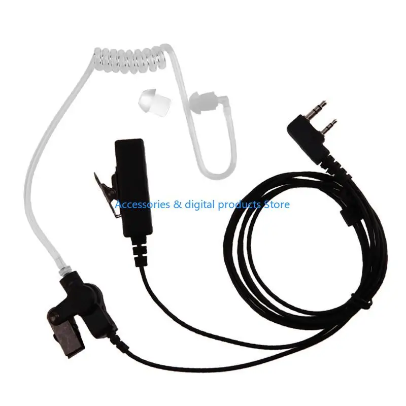 77JD Walkie Talkies Earpiece with Mic 2 Pin AcousticTube forKenwood TYT UV-5R
