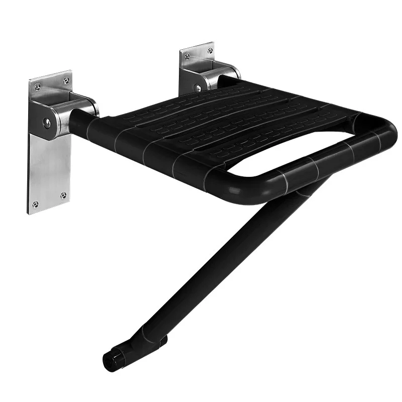 Wall‑Mounted Folding Shower Stool for Bathroom, Non‑Slip Black Shower Seat for Elderly and Disabled People