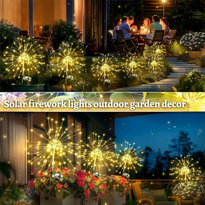 Outside Decorations Light Solar Dandelion Lawn Light Garden Firework Lights Waterproof Lights Sparkles Landscape Fairy Lights