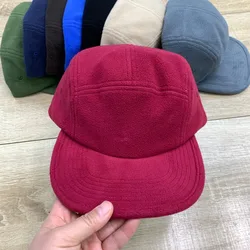 American Retro Flat-brimmed Fleece Baseball Caps Unisex Autumn and Winter Casual Warm Fashion Letter Embroidered Hip-hop Hat