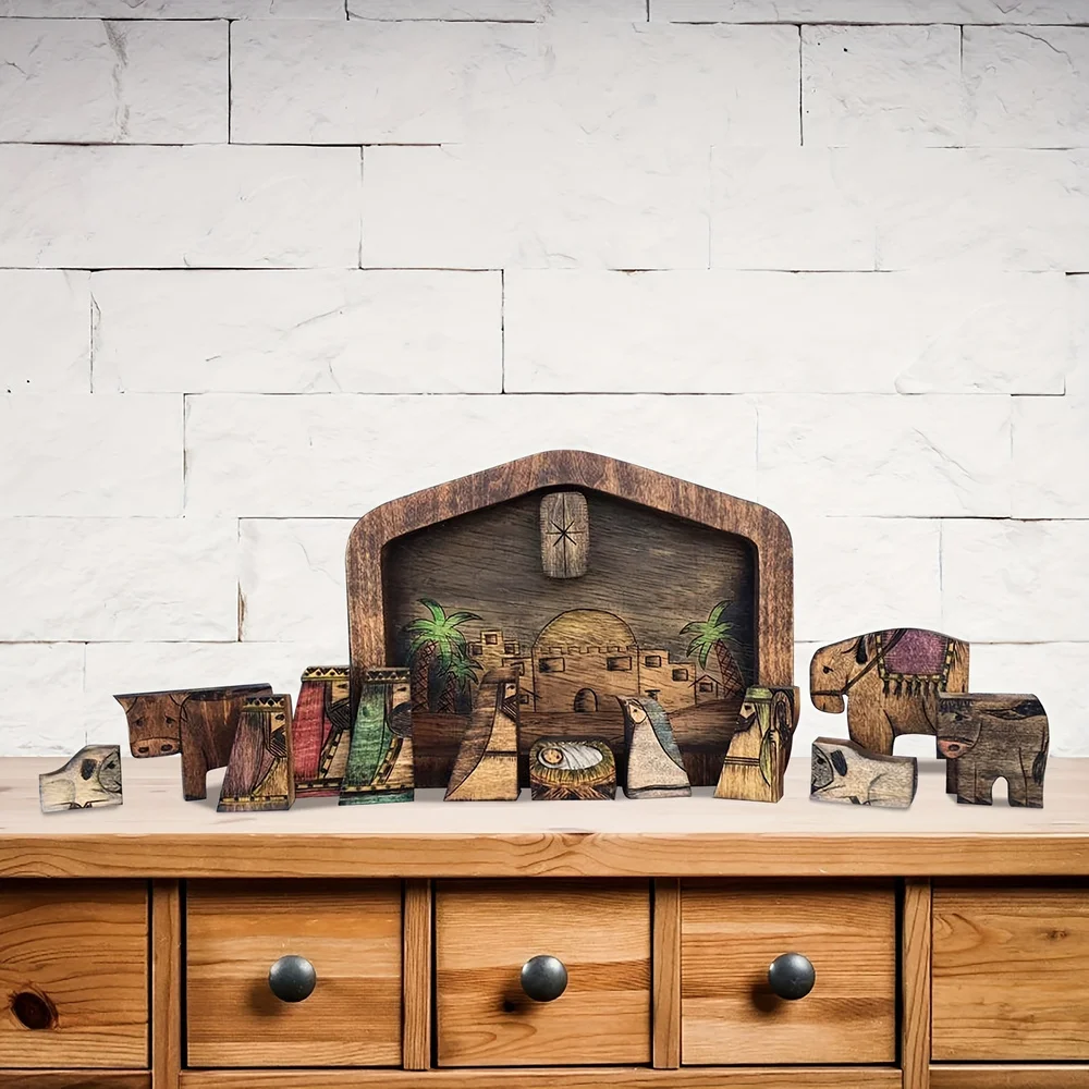 قطعة واحدة، لغز المهد، هدايا عيد الميلاد الخشبية الممتعة المصنوعة يدويًا، ديكور المنزل، ديكور الغرفة #2