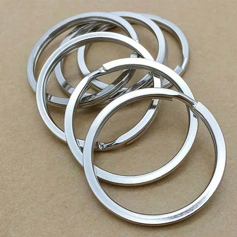 10/100pcs 25mm Stainless Steel Key Rings Round Flat Line Split Rings Keyring for Jewelry Making Polished Keychain DIY Findings