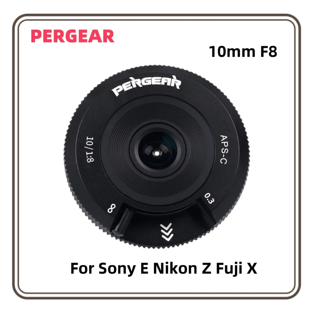 PERGEAR 10mm F8 Ultra Wide Angle Fisheye APS-C Manual Prime Lens For Sony E Nikon Z Fuji X Mount Mirrorless Camera