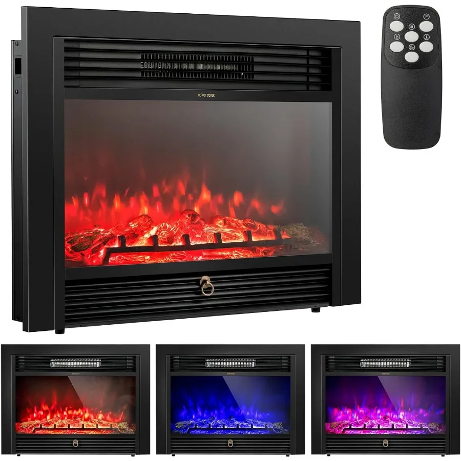 

Electric Fireplace 28.5 Inch Firebox Heater with Remote Control for Indoor and RV Use 750/1500W Heating Output 3 Color Flame Ef