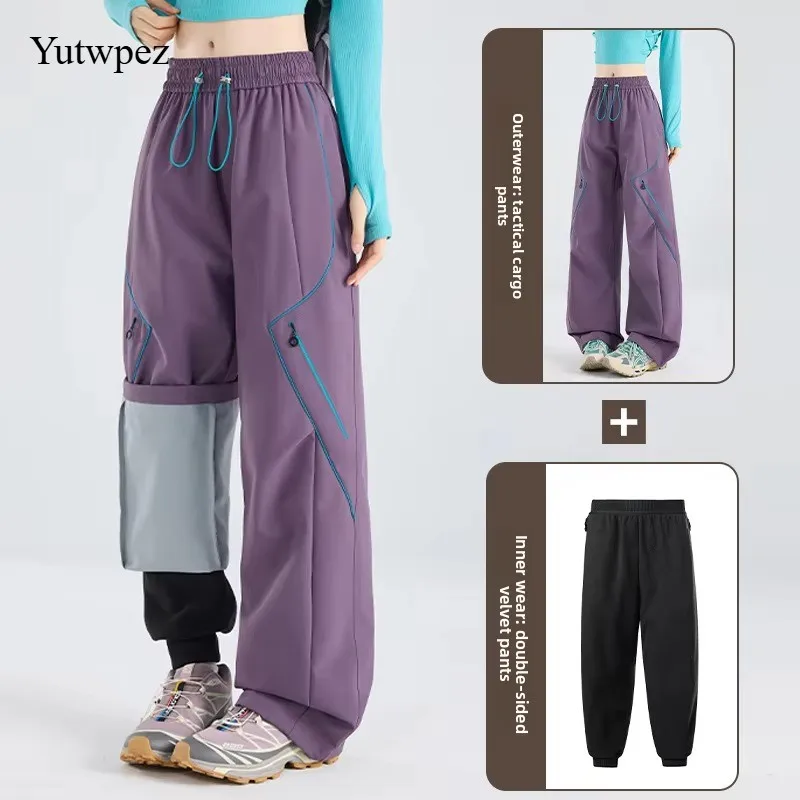 Unisex 3-in-1 Removable Softshell Pants Waterproof Cold-Proof Winter Outdoor Trousers for Hiking & Mountaineering 5XL Available