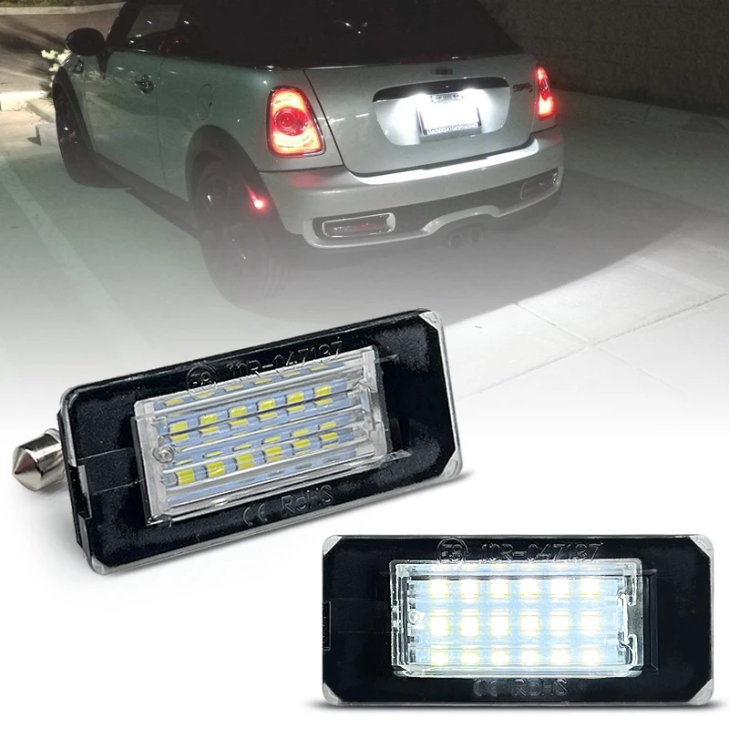 2Pcs For Mini Cooper R56 R57 R58 R59 White LED Number License Plate Light