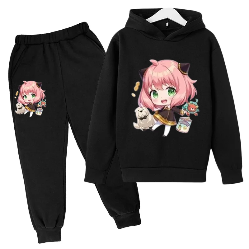 Children's Spring and Autumn Hoodie Boys and Girls Sports Set Casual Jogging Sports Top+Pants 2-12 Year Old Printed Cartoon Anim