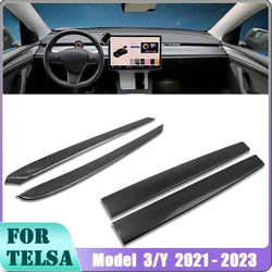 For Tesla Model 3 Y 2021-2023 Dashboard Trim Center Console Panel Sticker Cover Carbon Fiber ABS Decoration Car Accessories