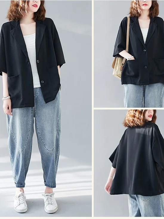 Plus size verão outerwear cardigan fino sle pequeno terno ocidental para irmã gorda na moda anti-envelhecimento até 200 pou topo