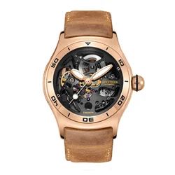 Reef Tiger/RT Top Brand Luxury Skeleton Automatic Mechanical Watch For Men Steel Sport Male Leather Wrist Watches RGA70S7-2