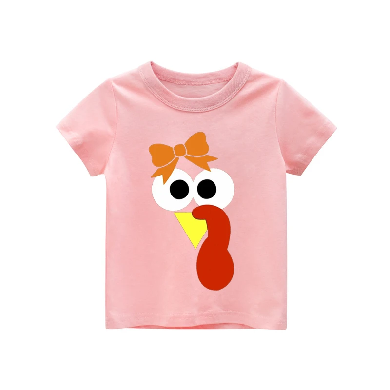 Turkey Face Boy or Girl Infant T-shirts Thanksgiving Baby Shirt Turkey Day Boys Clothes Fashion Cotton Tops Thanksgiving Day