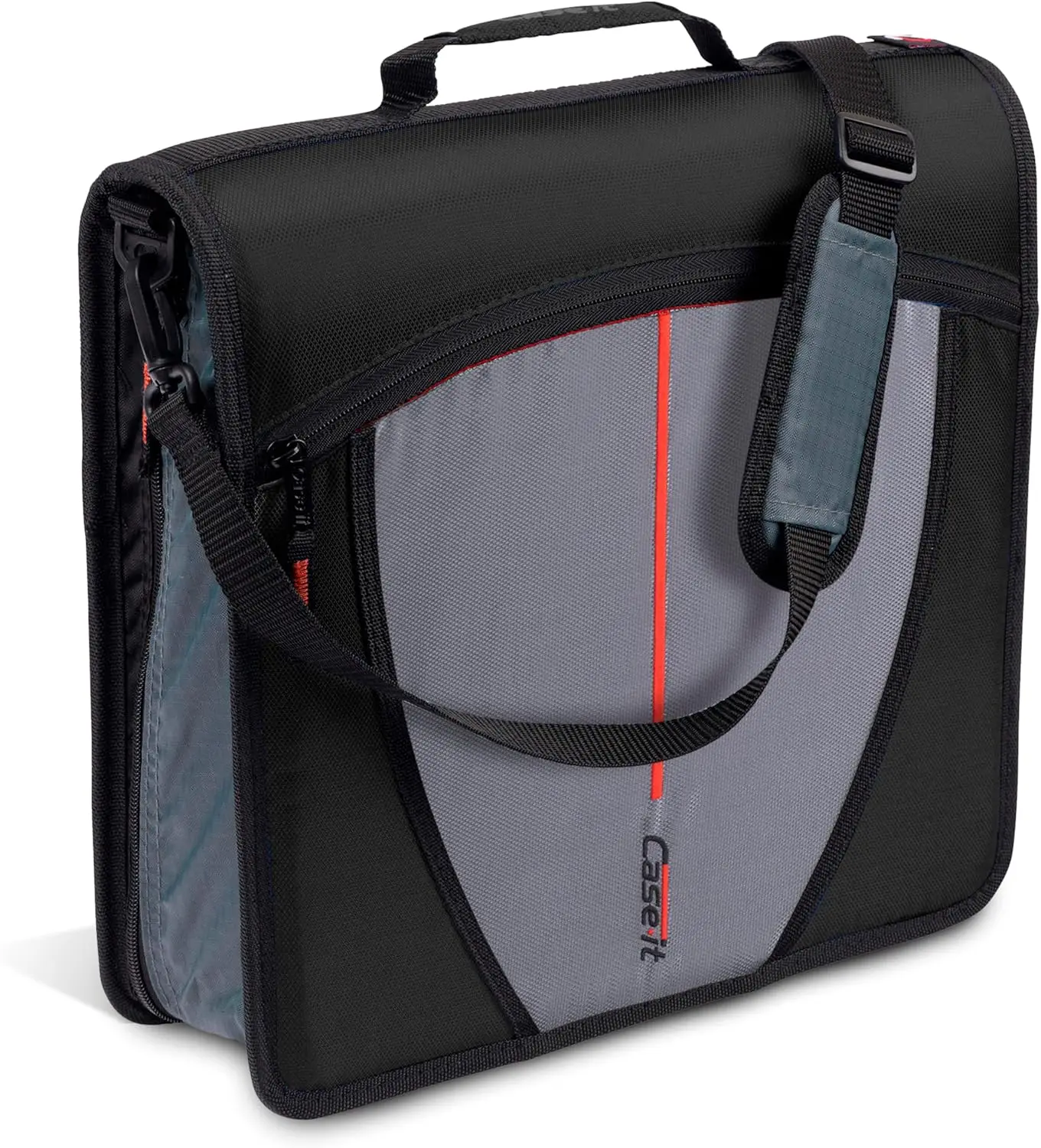 

3-Inch O-Ring Zipper Binder with 600-Sheet Capacity, Expanding File Folder & Shoulder Strap - Jet Black