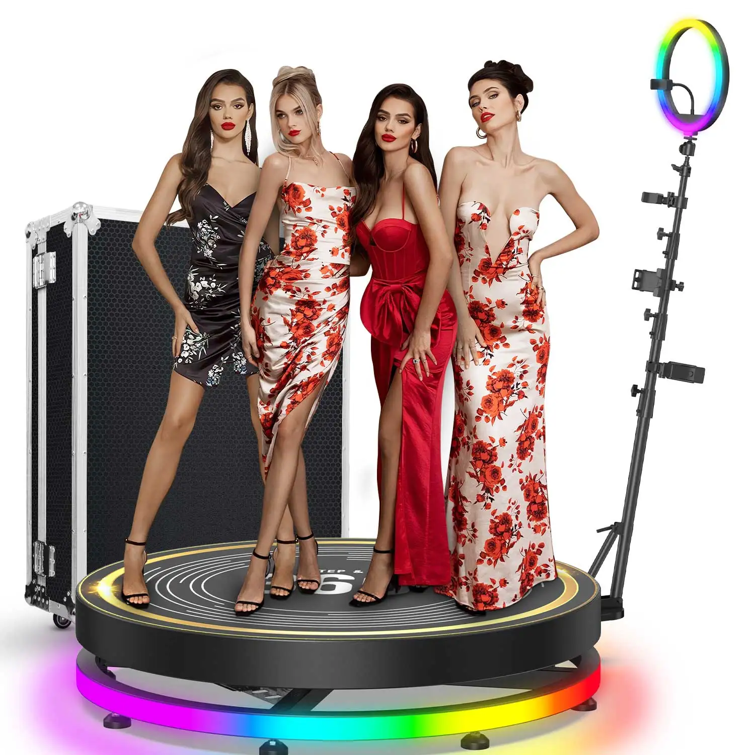 360 Photobooth Machines with APP/Remote Control Photobooth 360 with 2 Lightbox RGB Ring Light for Parties Events Dropshipping