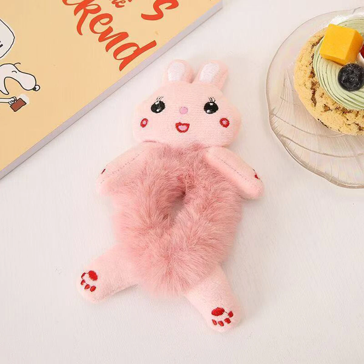 1pc Super Cute Cartoon Animal Doll Scrunchie, Autunno e Inverno Nuovo Peluche Coniglio Rana Mucca Cravatta Coda di Cavallo e Palla Corda per Capelli