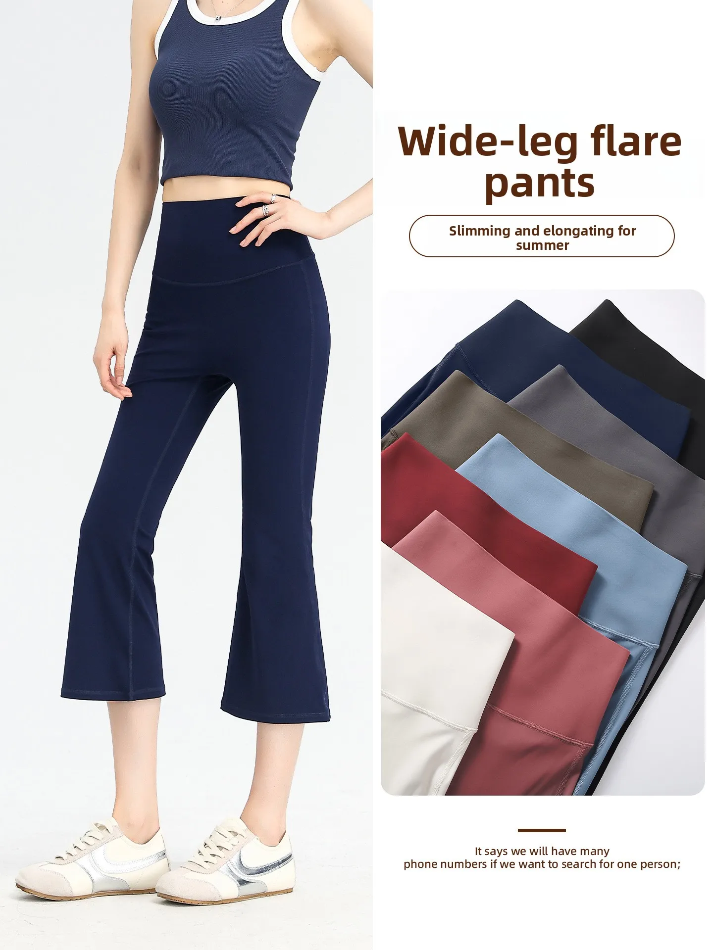 

Deep Blue High Waist Ice Silk Thin Yoga Pants Women's Outdoor Wear Summer Lightweight Fitn Capri Pants Tummy Control