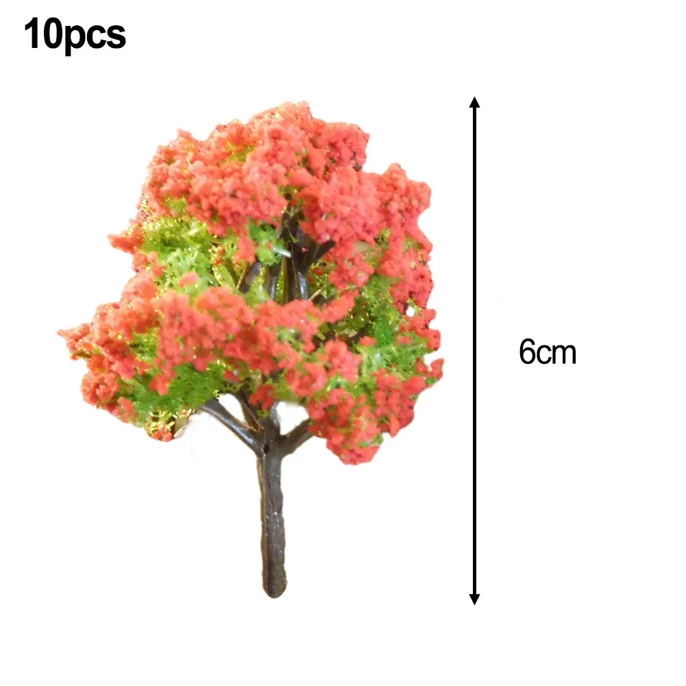 10pcs 6cm Beautiful Red Flowering Trees Simulation Plants For Landscape DIY Toys Micro Railway Landscape Building Forest Layout