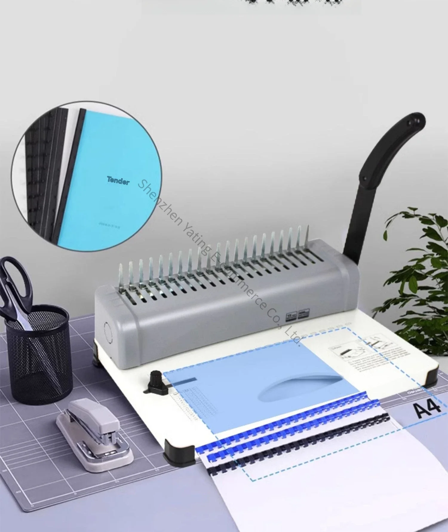 21-Hole Manual Comb Financial Binding Machine Rubber Ring Punch A3/a4 Paper Contract Data Tender Cover 10 Clamp Certificate