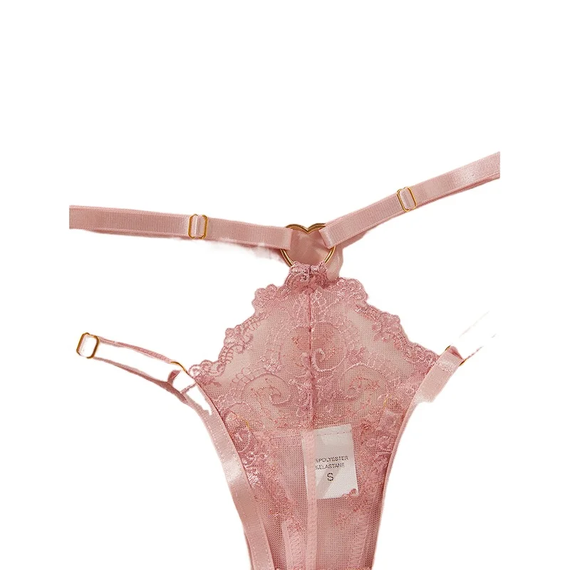 Pink Erotic Sensitive Comfortable Ultra-Thin Lace Mesh Semi-Sheer Concentrating Uplifting Girls' Bra Set