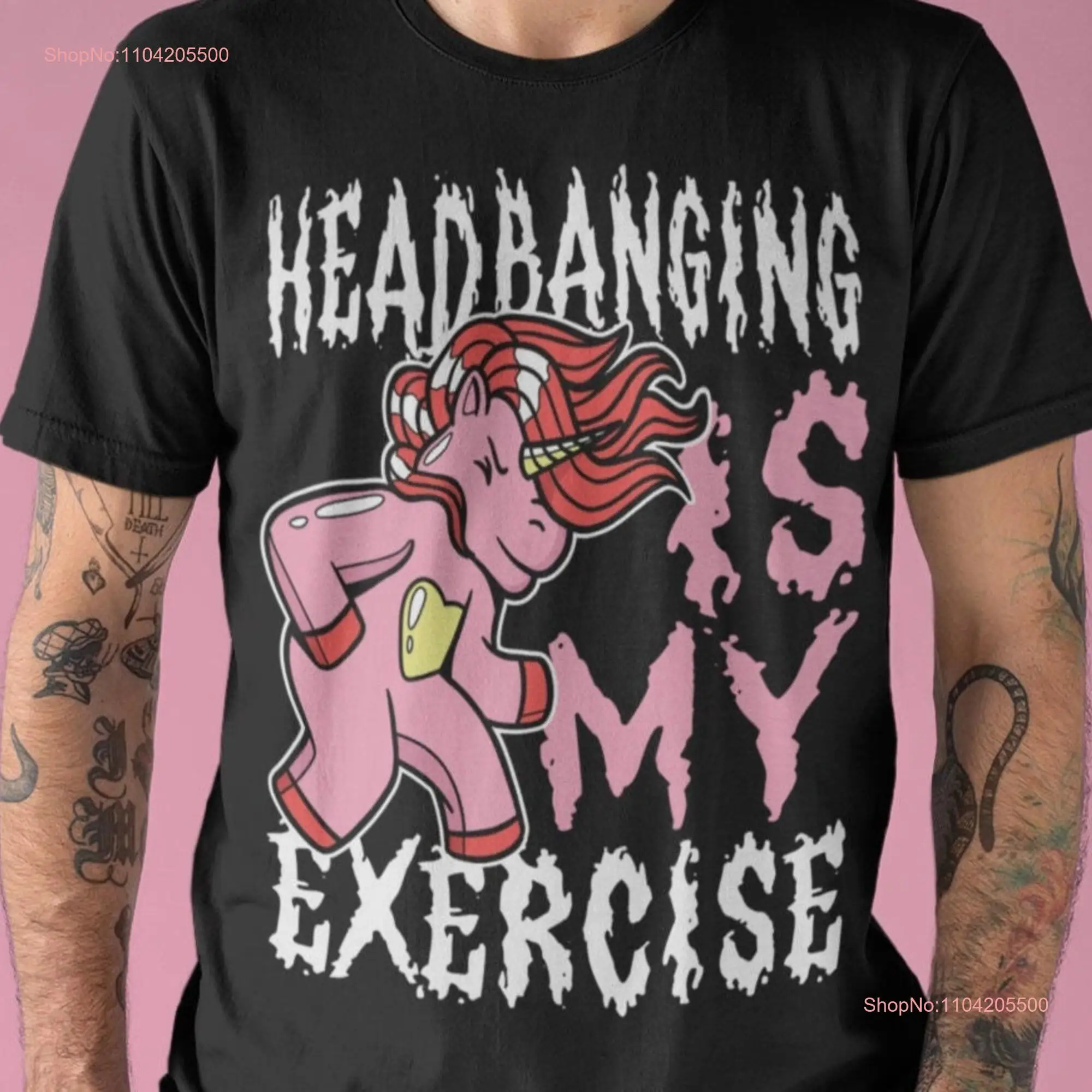 Funny Metalhead T Shirt Metal For Metalheads Headbang Heavy Unicorn long or short sleeves