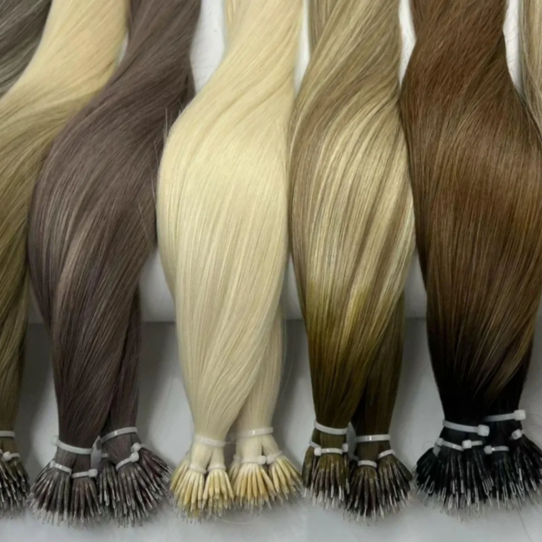 Nano Hair Extensions Human Hair Cold Fusion Nano Tip Hair Nano Link Extensions 50G Nano Gradient Color Loop Hair Pre Bonded