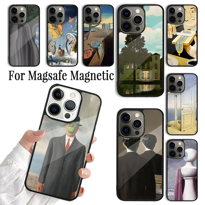 

Coque Phone Case For iPhone 16 15 14 13 12 Mini 11 Pro Max Plus Magsafe Magnetic Wireless Charging Cover Rene Magritte