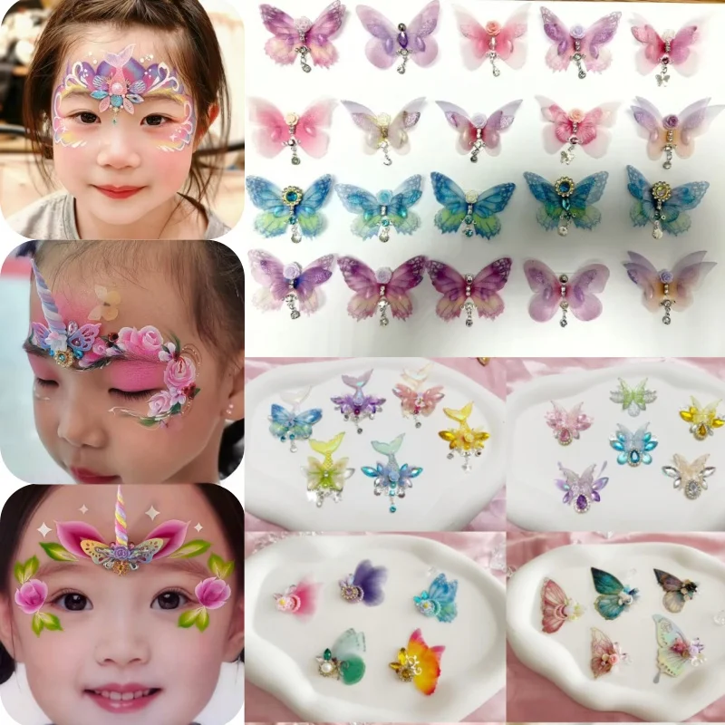 Autocollants de bijoux temporaires pour le visage, strass en pierre précieuse pour le centre des sourcils, tatouage temporaire pour la performance scénique, à appliquer sur le front avant le maquillage