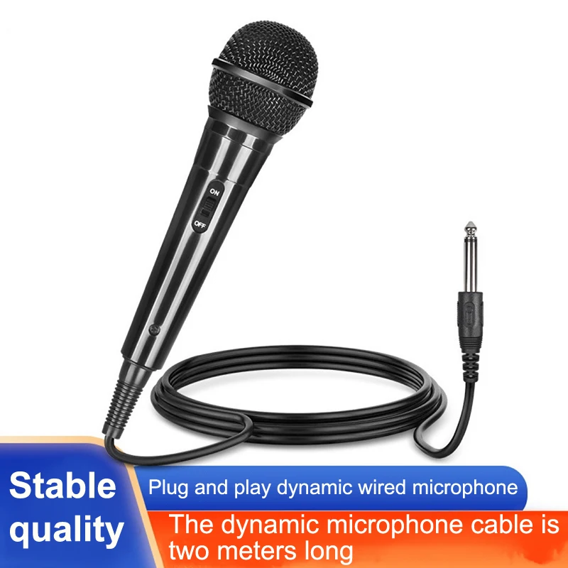 2m Speaker Audio Interface Microphone 6.5mm/3.5mm Socket Sound Card Dynamic Microphone Karaoke Microphone Cable