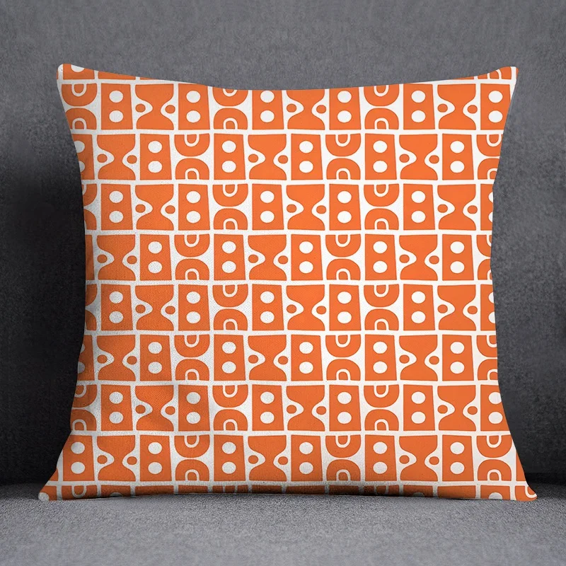 Cushion Cover Orange Series Pattern Printed  Home Living Room Sofa Office Decorative Pillowcase