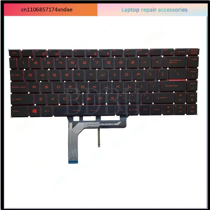Teclado estadounidense retroiluminado en rojo para MSI GF63 8RC GF63 8RD GF63 Thin 9SC