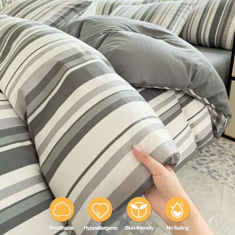 

Breathable Soft Duvet Cover Set Bedding Set with 2 Pillowcases, Cloud-Like Feel, Zipper Closure, All-Season Use & Easy Care
