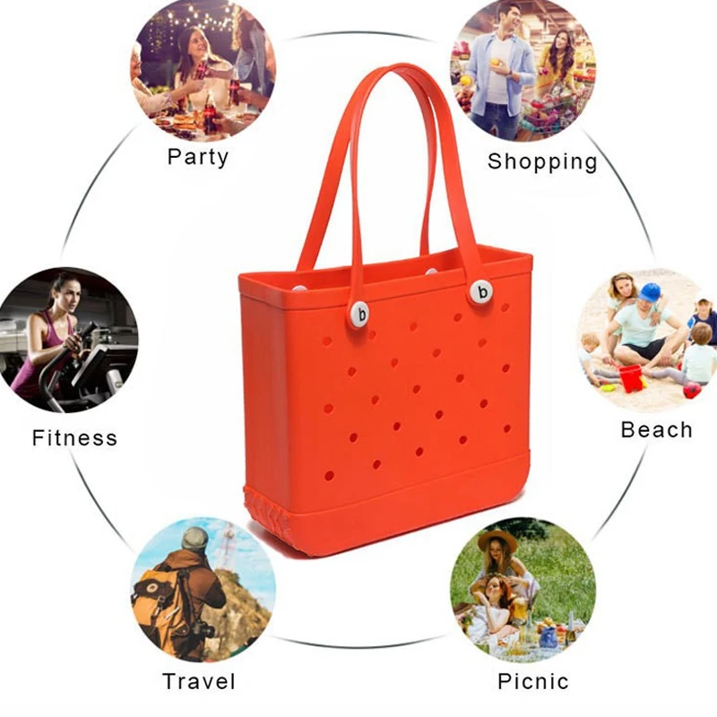 Outdoor Rubber Beach Bag EVA Waterproof Sandproof Durable Open Silicone Tote Bag Beach Pool Sports Storage Bag