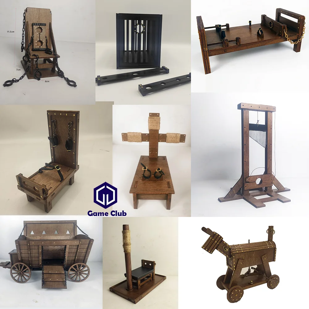 1/12 Scale Ancient Wooden Torture Equipment Torture-rack Handcuffs And Shackles Scene Props For 6in Cosplay Action Figure Model